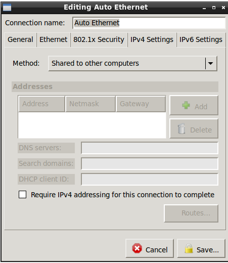 network settings tab